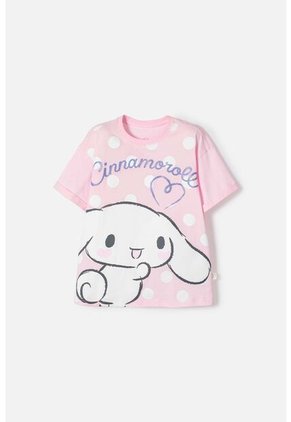 Camiseta De Cinnamoroll Manga Corta Rosa Para Niña 4