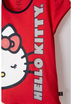 Pijama De Hello Kitty Roja Y Azul De Pantalón Largo Para Niña 4