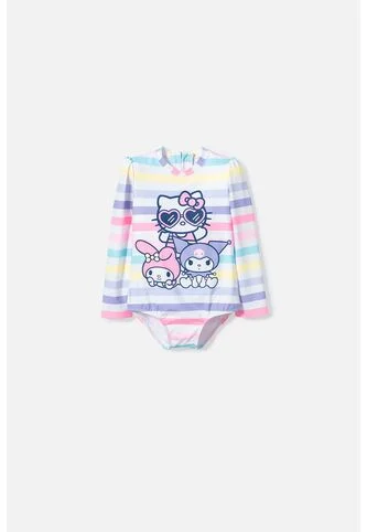 Traje De Baño De Hello Kitty Multicolor Manga Larga Para Niña 2T A 5T 4T Hello Kitty