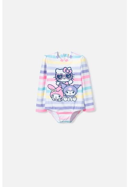 Traje De Baño De Hello Kitty Multicolor Manga Larga Para Niña 2T A 5T 4T