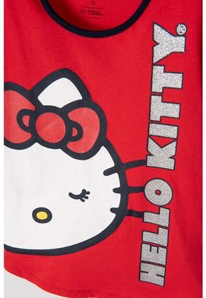 Pijama De Hello Kitty Roja Y Azul De Pantalón Largo Para Niña 12