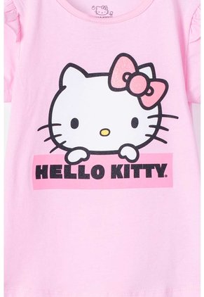 Camiseta De Hello Kitty Manga Corta Rosada Para Niña 2T A 5T 4T