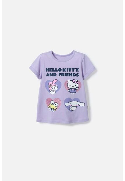 Camiseta De Hello Kitty Lila Estampada En Frente Para Niña 2T A 5T 3T