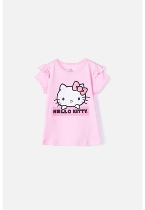 Camiseta De Hello Kitty Manga Corta Rosada Para Niña 2T A 5T 4T