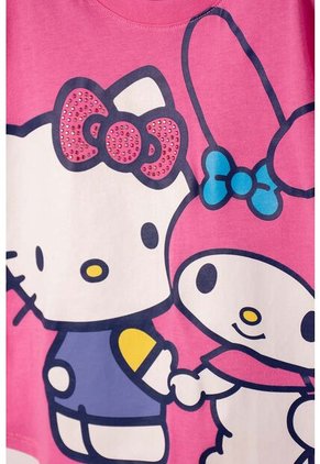 Camiseta De Hello Kitty Manga Corta Rosada Para Niña 2T A 6T 5T
