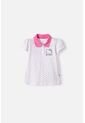 Camiseta Tipo Polo De Hello Kitty Blanco Y Rosado Para Niña 2T A 6T 3T de Hello Kitty