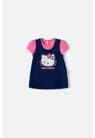Vestido De Hello Kitty Manga Corta Azul Y Rosado Para Bebé Niña 18-24 Hello Kitty