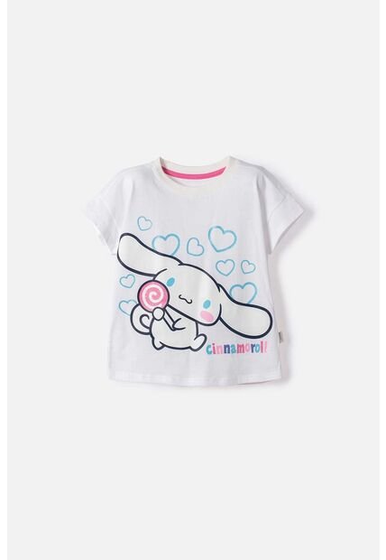 Camiseta De Cinnamoroll Manga Corta Blanco Para Niña 2T A 6T 2T