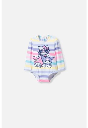 Traje De Baño De Hello Kitty Multicolor Manga Larga Para Bebé Niña 9-12