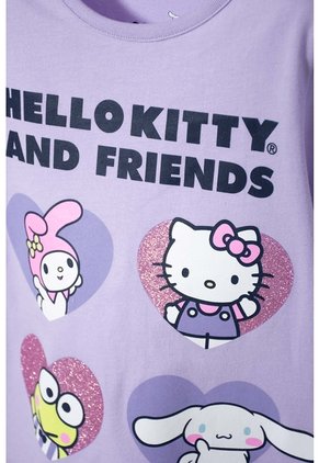Camiseta De Hello Kitty Lila Estampada En Frente Para Niña 2T A 5T 2T