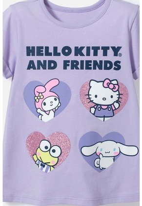 Camiseta De Hello Kitty Lila Estampada En Frente Para Niña 2T A 5T 2T