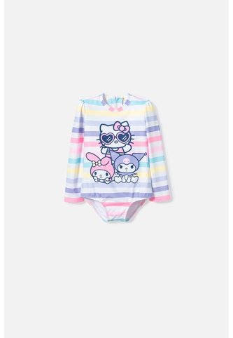Traje De Baño De Hello Kitty Multicolor Manga Larga Para Niña 2T A 5T 3T Hello Kitty