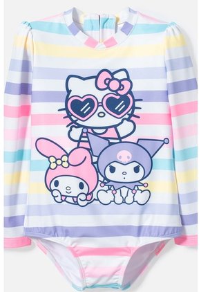 Traje De Baño De Hello Kitty Multicolor Manga Larga Para Niña 2T A 5T 3T