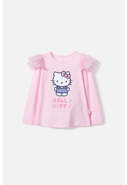Camiseta De Hello Kitty Rosada Manga Larga Para Niña 2T A 5T 2T