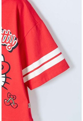 Camiseta De Hello Kitty Manga Corta Rojo/rosado Para Niña 4