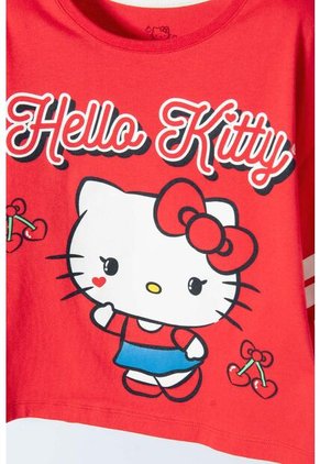 Camiseta De Hello Kitty Manga Corta Rojo/rosado Para Niña 12