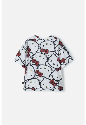 Camiseta De Hello Kitty Blanca Y Roja Manga Corta Para Niña 10