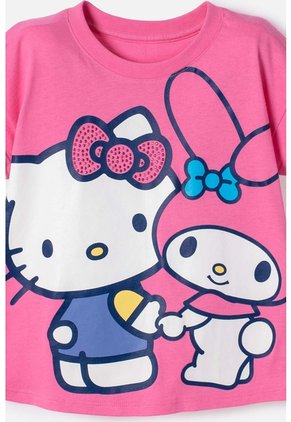 Camiseta De Hello Kitty Manga Corta Rosada Para Niña 2T A 6T 2T