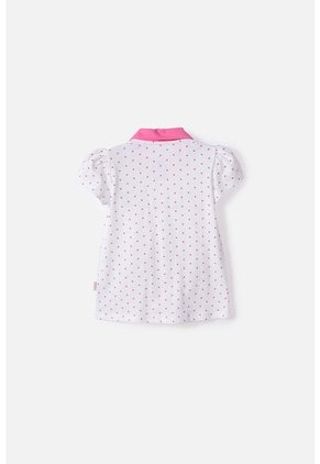 Camiseta Tipo Polo De Hello Kitty Blanco Y Rosado Para Niña 2T A 6T 3T