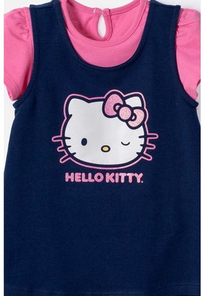 Vestido De Hello Kitty Manga Corta Azul Y Rosado Para Bebé Niña 18-24