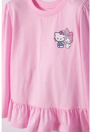 Camiseta De Hello Kitty Manga Larga Rosada Para Niña 2T A 6T 3T
