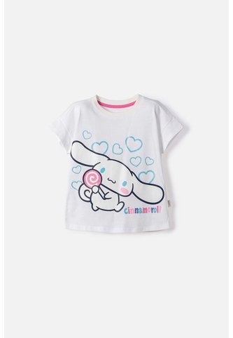 Camiseta De Cinnamoroll Manga Corta Blanco Para Niña 2T A 6T 4T Hello Kitty