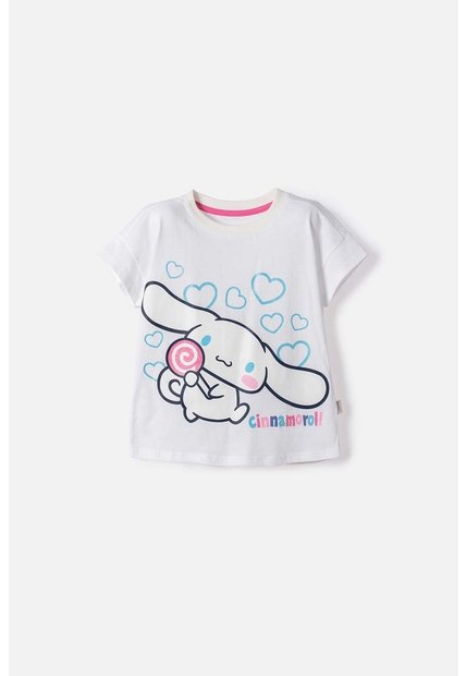 Camiseta De Cinnamoroll Manga Corta Blanco Para Niña 2T A 6T 4T