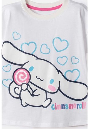Camiseta De Cinnamoroll Manga Corta Blanco Para Niña 2T A 6T 4T