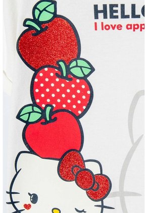 Camiseta De Hello Kitty Manga Corta Marfil Para Niña 4