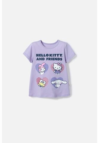 Camiseta De Hello Kitty Lila Estampada En Frente Para Niña 2T A 5T 4T Hello Kitty
