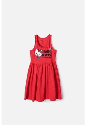 Vestido De Hello Kitty Manga Sisa Rojo Para Niña 14