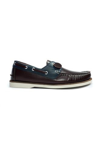 Zapato Hombre Mocasín Casual -Herreros- Apache  Coñac * Azul Herreros