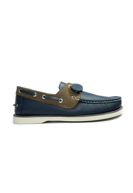Zapato Hombre Mocasín Casual -Herreros- Apache  Azul*Bisont