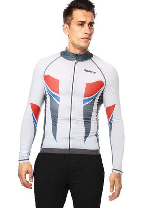 Buzo Blanco-Gris-Rojo-Azul HIGHFORCE Jersey Hombre Ciclismo Ml Bla