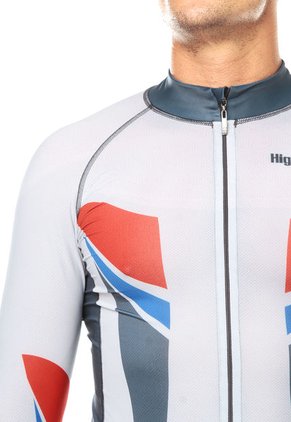 Buzo Blanco-Gris-Rojo-Azul HIGHFORCE Jersey Hombre Ciclismo Ml Bla