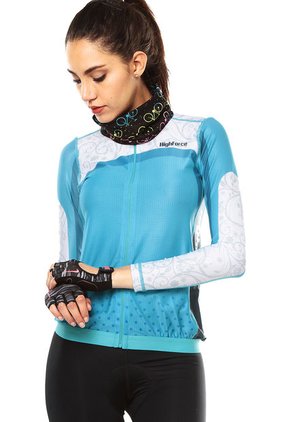 Buso Azul Turquesa-Blanco HIGHFORCE Jersey Dama Ciclismo Ml Cenefa S