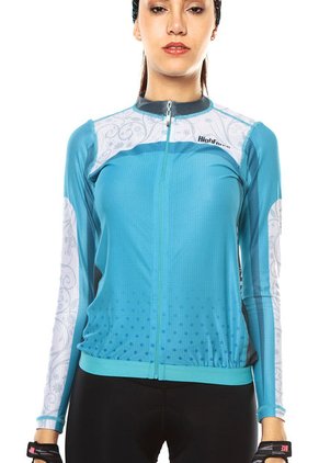 Buso Azul Turquesa-Blanco HIGHFORCE Jersey Dama Ciclismo Ml Cenefa S