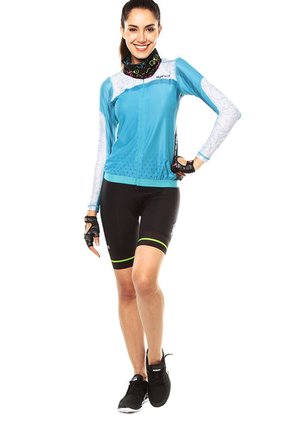 Buso Azul Turquesa-Blanco HIGHFORCE Jersey Dama Ciclismo Ml Cenefa S