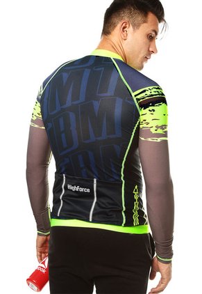 Buso Verde Neón-Gris-Azul HIGHFORCE Jersey Hombre Ciclismo Ml Letr S