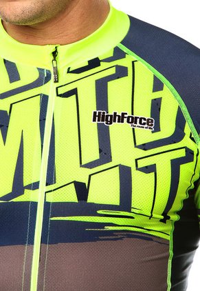 Buso Verde Neón-Gris-Azul HIGHFORCE Jersey Hombre Ciclismo Ml Letr S