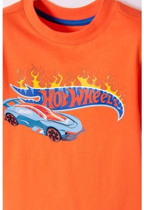 Camiseta De Hot Wheels Naranja Con Cuello Redondo Para Niño 2T A 5T 2T