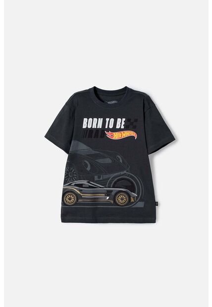 Camiseta De Hot Wheels Manga Corta Gris Para Niño 4