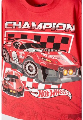 Camiseta De Hot Wheels Manga Corta Roja Para Niño 8