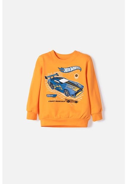 Buzo De Hot Wheels Cerrado Naranja Para Niño 2T A 6T 2T