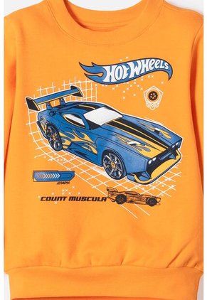 Buzo De Hot Wheels Cerrado Naranja Para Niño 2T A 6T 2T