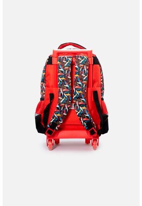 Morral De Hot Wheels 16.5" Con Ruedas Rojo Y Negro Para Niño U