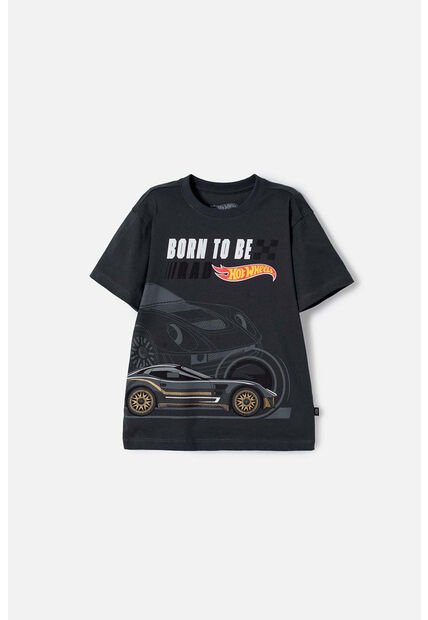 Camiseta De Hot Wheels Manga Corta Gris Para Niño 12