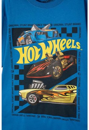 Camiseta De Hot Wheels Manga Corta Azul Para Niño 12