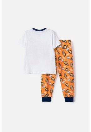 Pijama Hot Wheels Con Pantalón Largo Blanco Y Naranja Para Niño 2T A 6T 4T