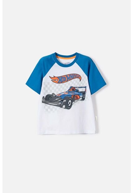 Camiseta De Hot Wheels Manga Corta Azul Y Blanco Para Niño 2T A 6T 2T